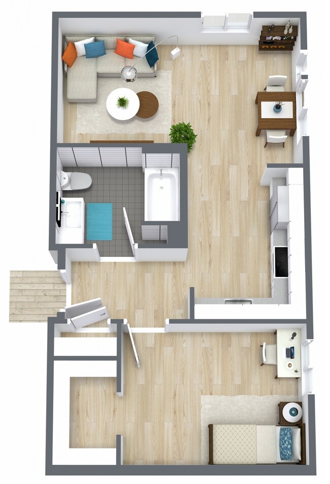 One Bedroom 527 floor plan